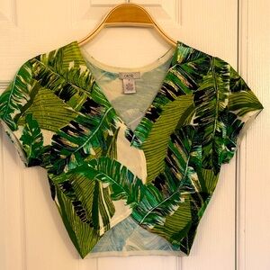 NWOT Cache Tropical Green Leaf Crop Top